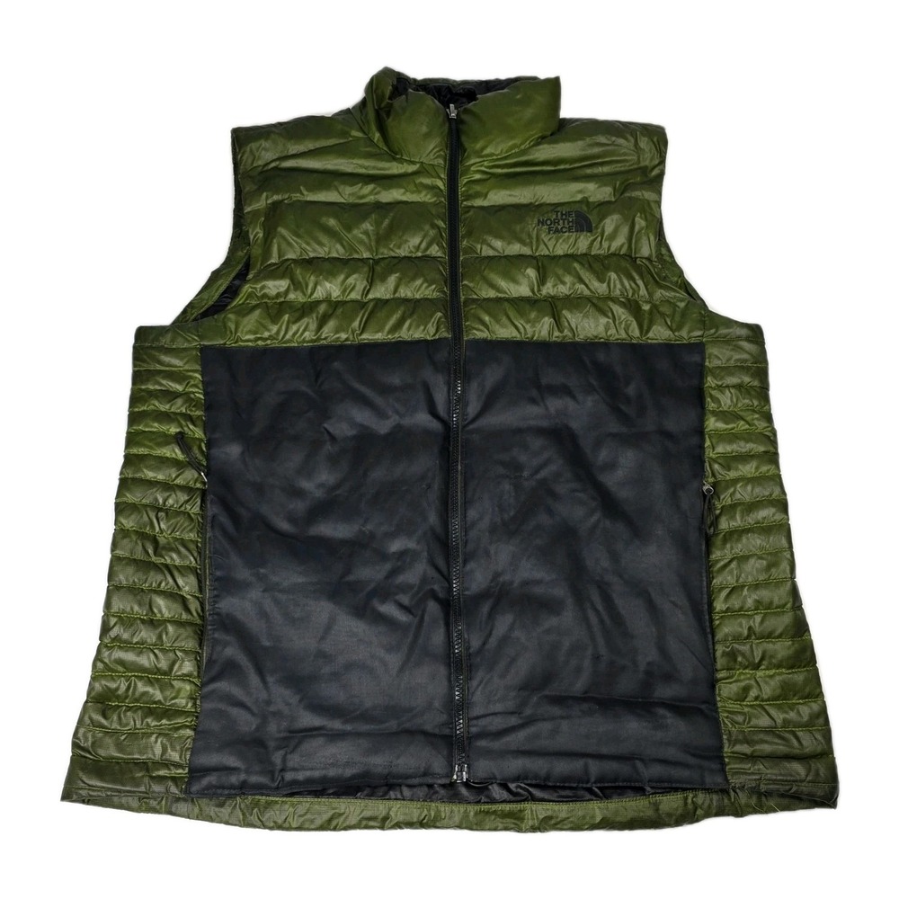 The North Face Goosedown Large Green Black Puffer Vest Insulated Lightweight